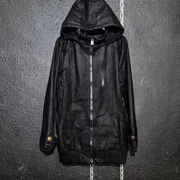 Black Hooded Zip Jacket