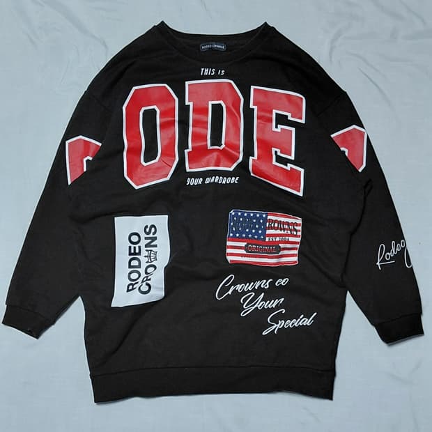 [FREE/무료배송] RODEO CROWNS 빅로고 그래픽 오버핏 맨투맨