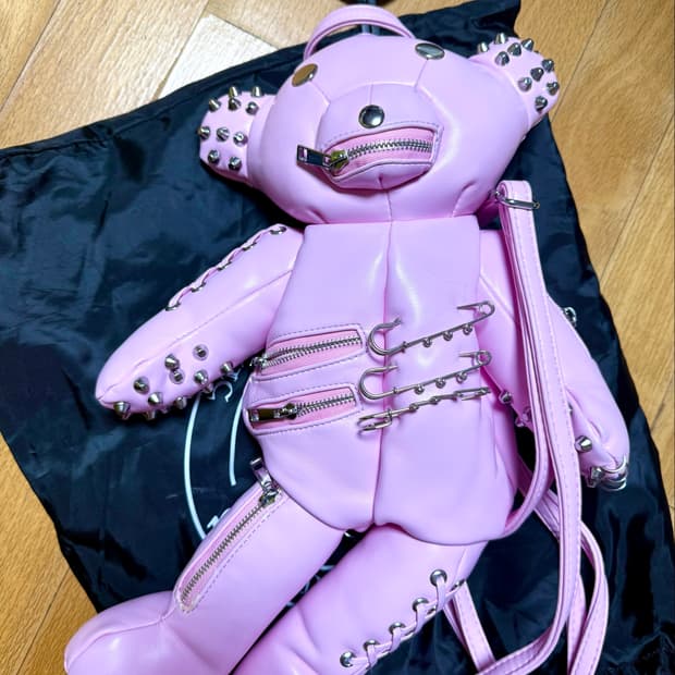 돌스킬 핑크 곰돌이 인형가방 