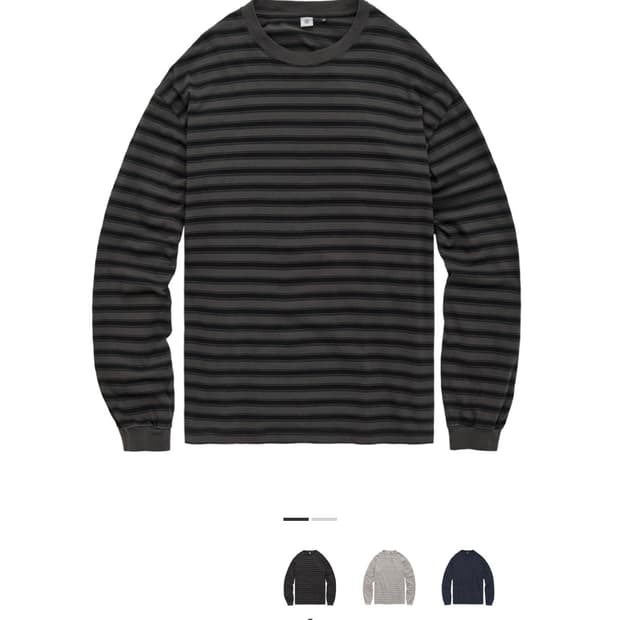 (3)(초판) 폴리테루 스트라이프 롱슬리브 차콜