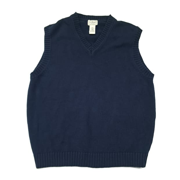 CL201 S 엘엘빈 코튼 그린스크립트라벨 네이비 니트 베스트