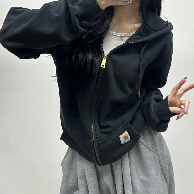 칼하트 블랙 루즈핏 미드웨이트 후드집업 희귀져지(M)