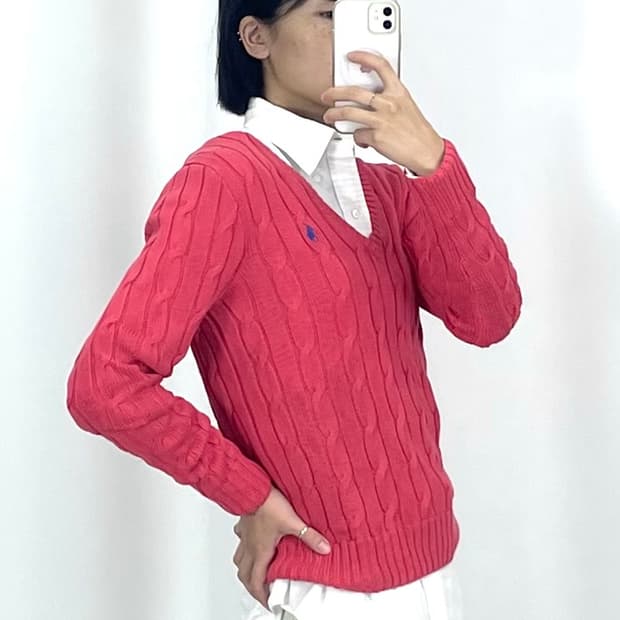 [S]폴로 핫핑크 브이넥 니트CK9760 