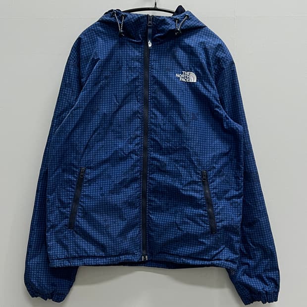 노스페이스 그리드 패턴 바람막이 네이비