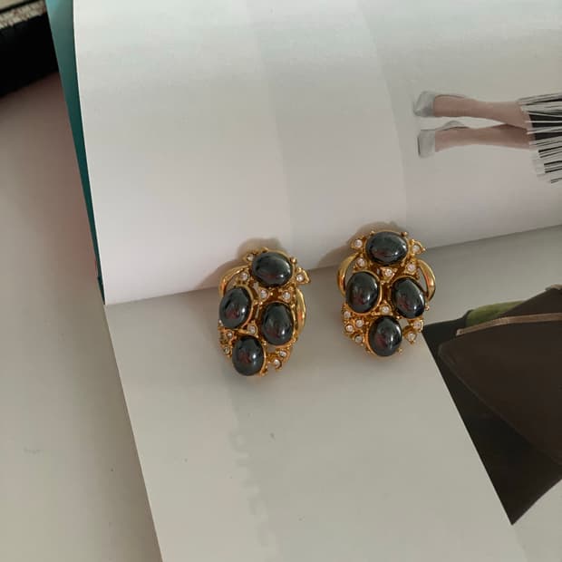 빈티지 포도문양 골드 귀찌 귀걸이