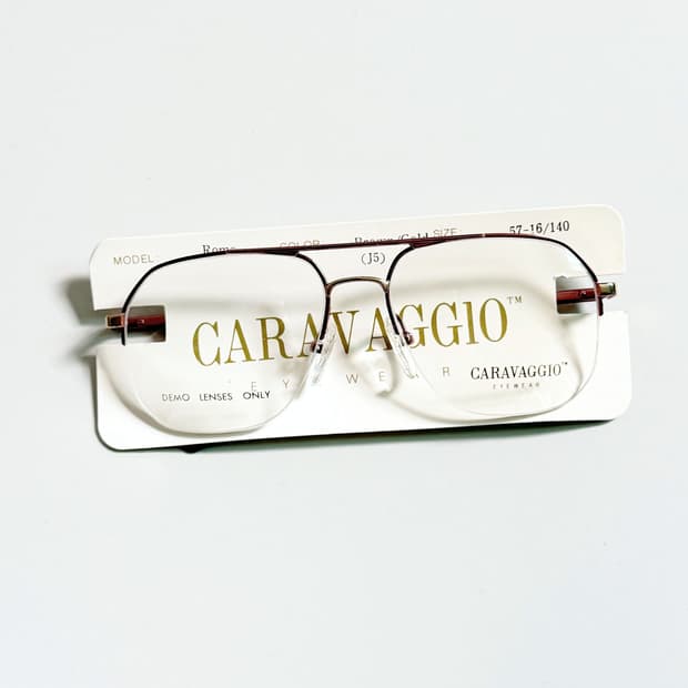90s CARAVAGGIO 브라운 골드 스퀘어 반무테 보잉 빈티지 안경