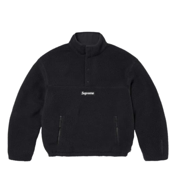 [XL] 슈프림 폴라텍 셔링 리버시블 풀오버 플리스 블랙