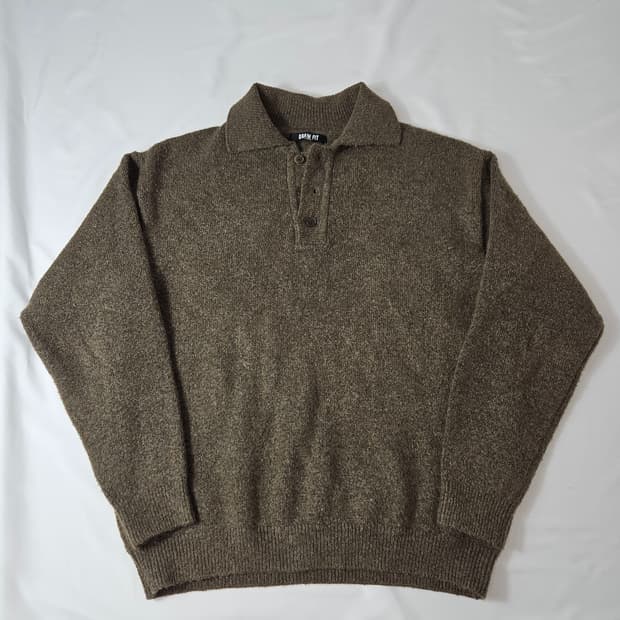 드로우핏 브라운 아크릴 울 카라넥 니트 스웨터 L