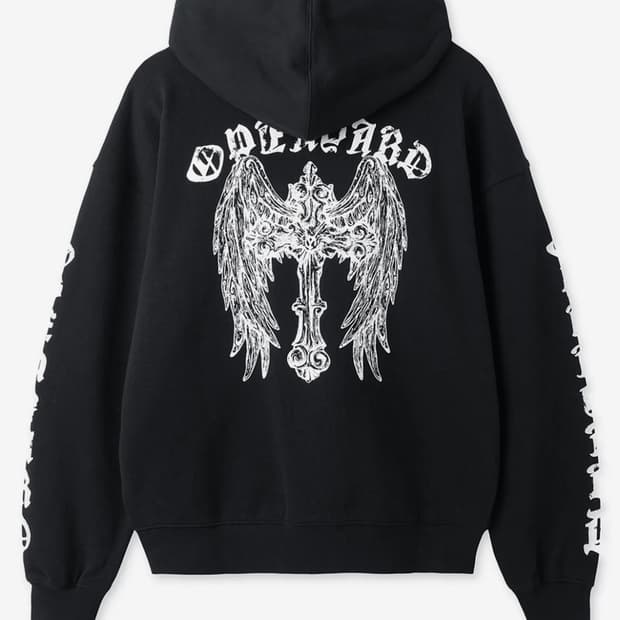 GOTHIC CROSS HOODIE ZIP UP - BLACK