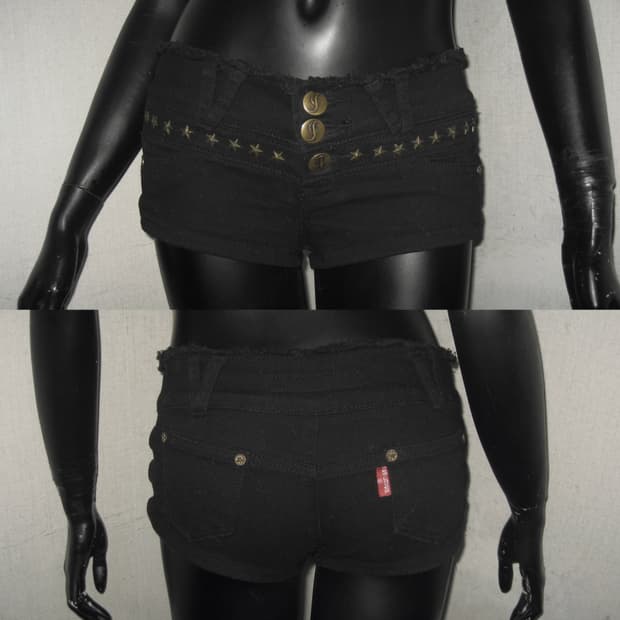 별 스터드 로우라이즈 팬츠 블랙 오네갸루 펑크