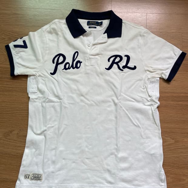 폴로 랄프로렌 RL 67 자수 화이트 에크루 네이비 pk 카라티 L