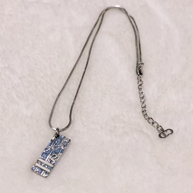 디올 오블리크 트로터 넘버링 블루 목걸이