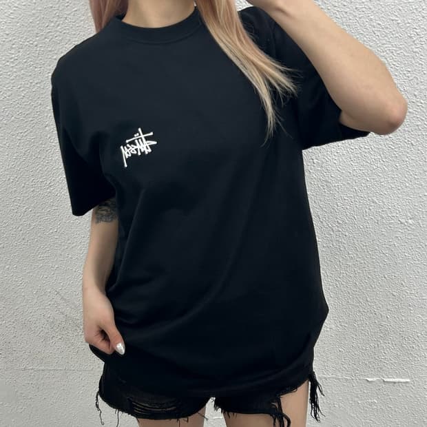 스투시 로고 블랙 반팔 M