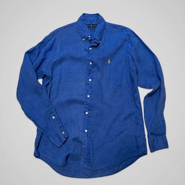 [M] 폴로 오션 워시 린넨 셔츠 블루