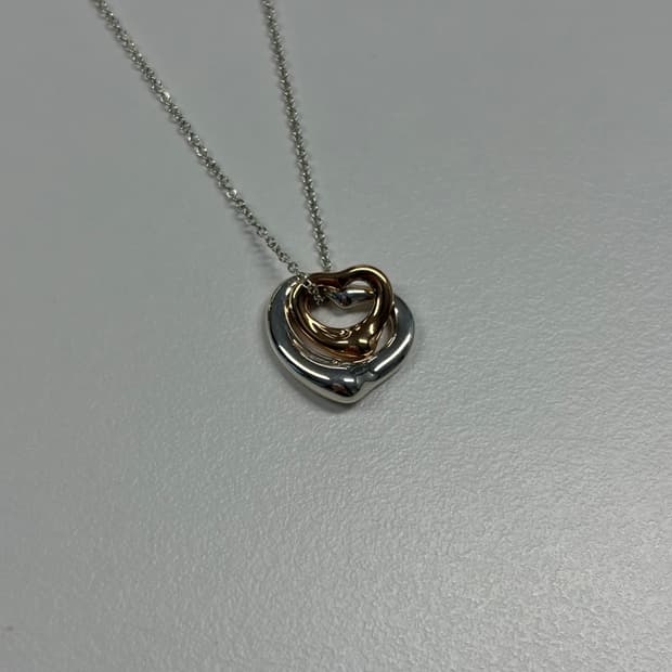 티파니앤코 더블 콤비 오픈하트 목걸이