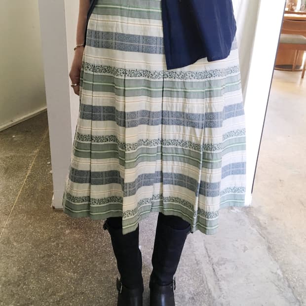 디테일 보헤미안 스트라이프 스커트