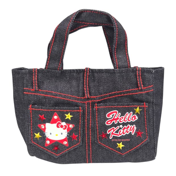 02s 고전 키티 스타 데님 미니 핸드백