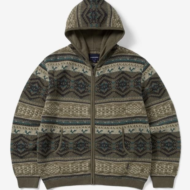 디스이즈네버댓 Hooded Zip Up Sweater Brown M