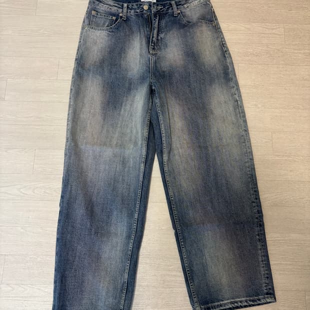 밈더워드로브 오로라 워시드 와이드 데님 팬츠 블루