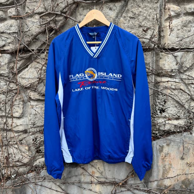 스포텍 빈티지 자수 스포츠 웜업 져지 바람막이 m