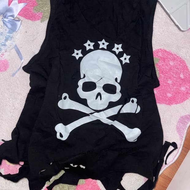 펑크룩 해골 갸루빈티지 나시