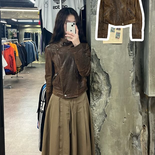 빈티지 양가죽 레더 자켓 브라운 85 #csz2146