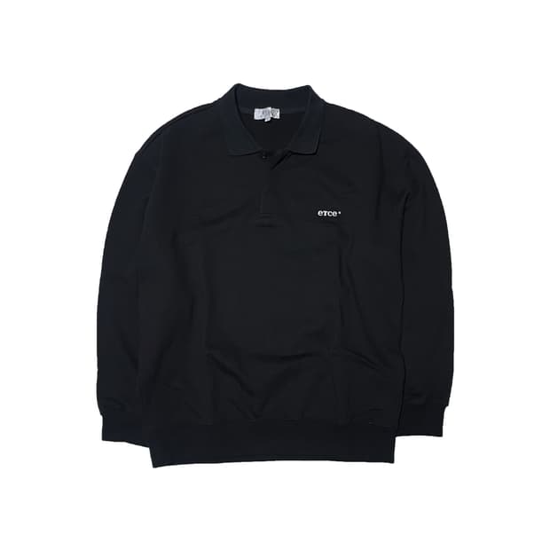 ETCE 블랙 카라넥 맨투맨 티셔츠