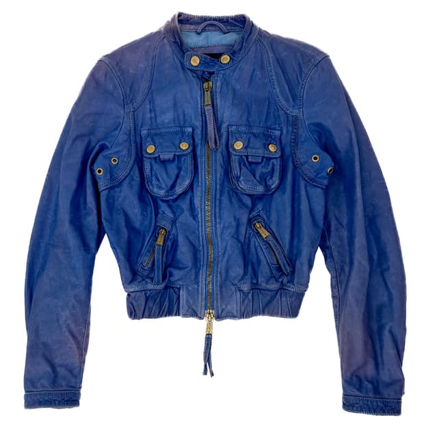 Dsquared2 Blue Leather Jacket/ 40