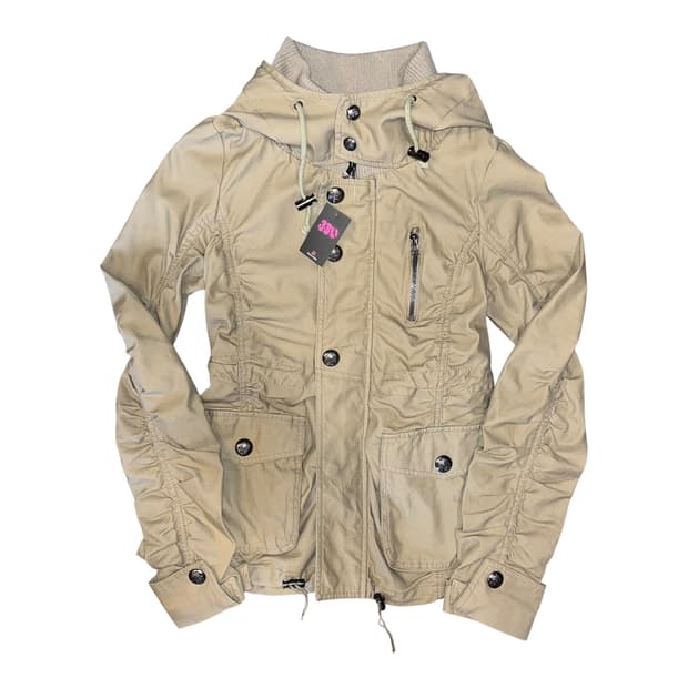 셔링 후드 면 야상 자켓 y2k갸루펑크