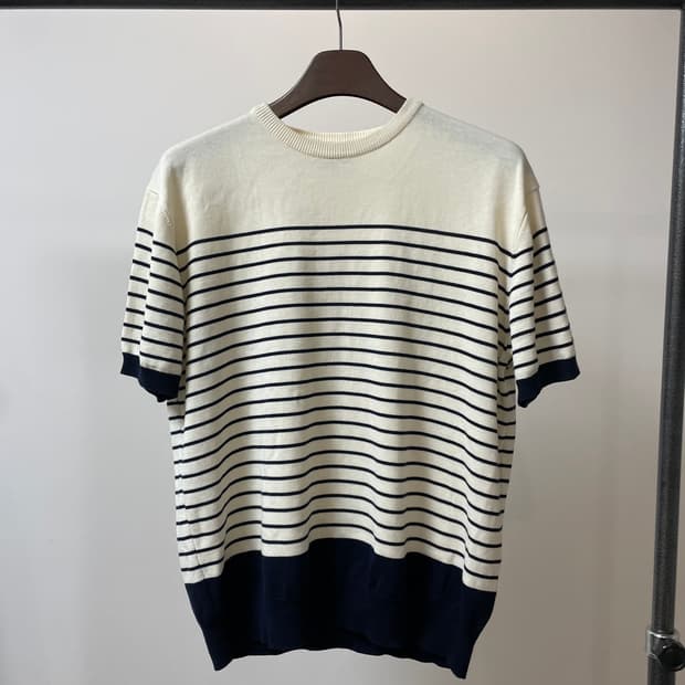 (XL) 부기홀리데이 마린 스트라이프 반팔 니트