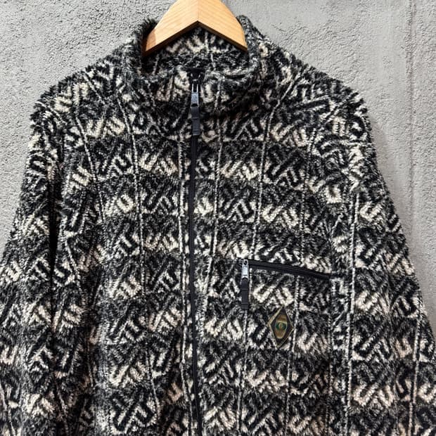 90s Obermeyer 눈꽃 패턴 후리스 집업 made in USA 