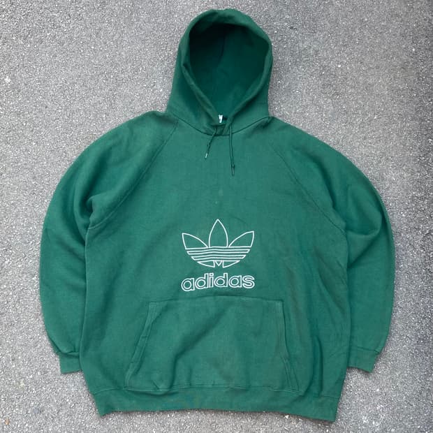 실측 3XL) 1980s 아디다스 자수 빅 트레포일 후드