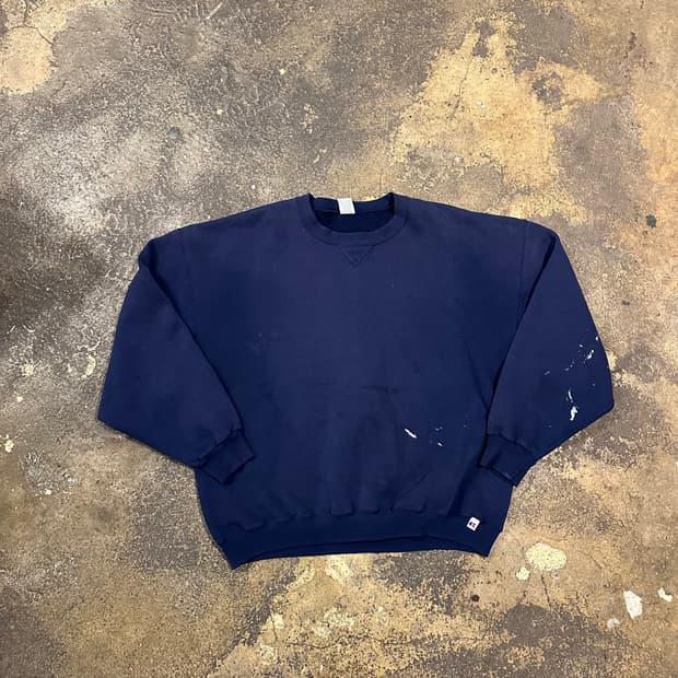빈티지 90s 러셀 스웻셔츠 물 빠진 네이비