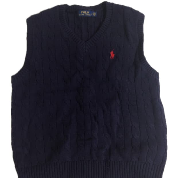 Polo V-kneck knit vest — indigo