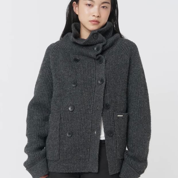 미세키서울 더블버튼 볼드 니트 차콜