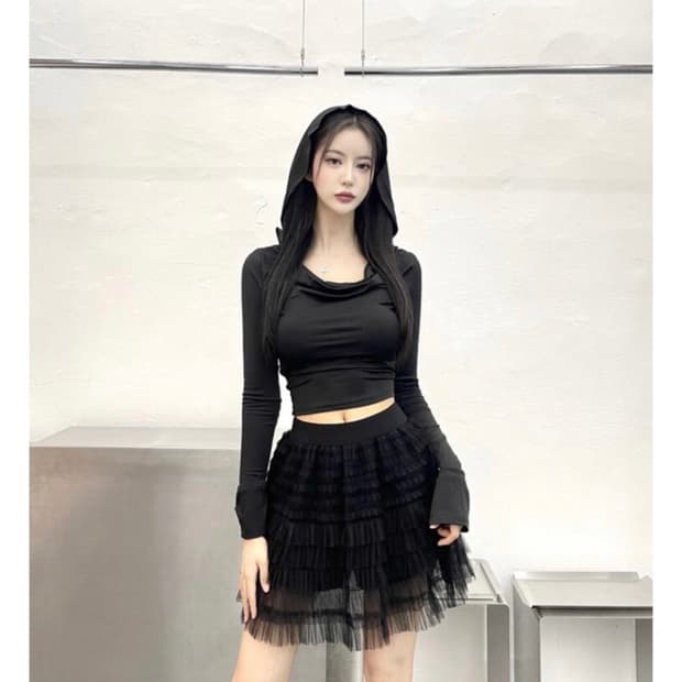 seow 쉬폰 케이크 캉캉 스커트