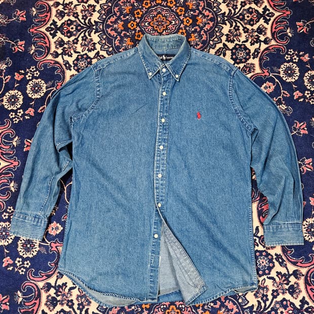 폴로랄프로렌 빈티지 레드 포니 루즈핏 데님 셔츠 100size