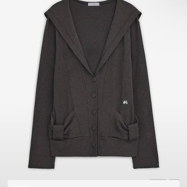 허그유어스킨 후드 리본 가디건 (차콜)