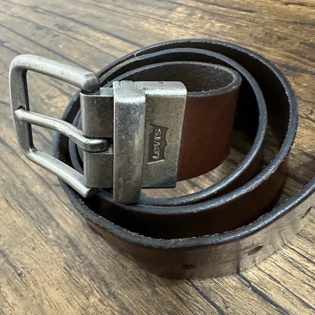 리바이스Levis 천연가죽 브라운 벨트 빈티지 버클