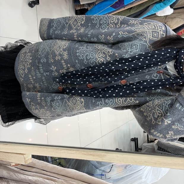 빈티지 니트 단추 가디건