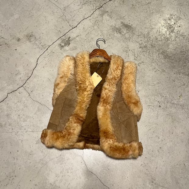 빈티지 양가죽 양털 패치워크 베스트 