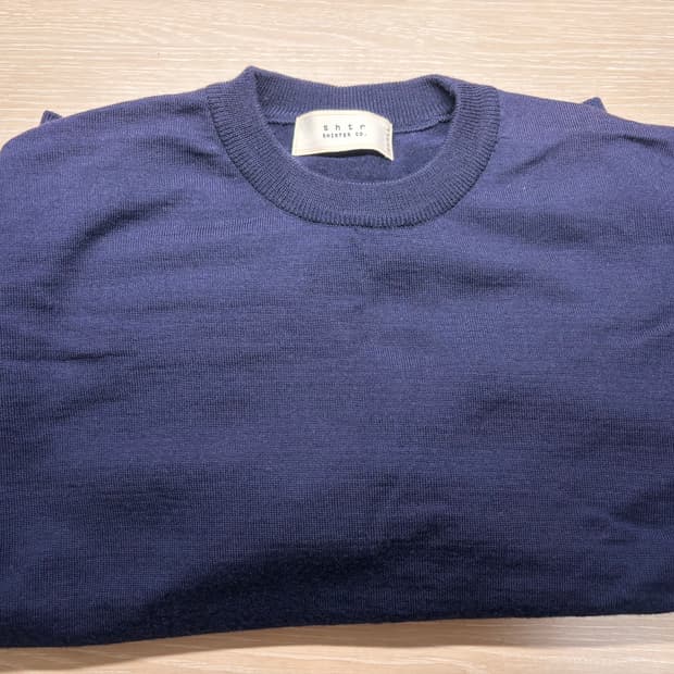 셔터 울 크루넥 니트 네이비 s