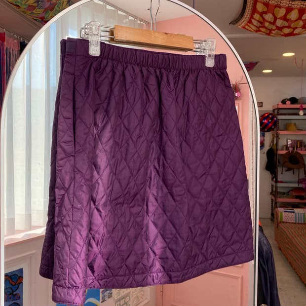 빈티지 퍼플 패딩 랩 스커트