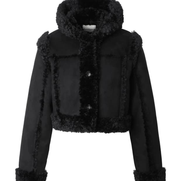 쓰리타임즈 베이비 후디 퍼 코트 무스탕 블랙