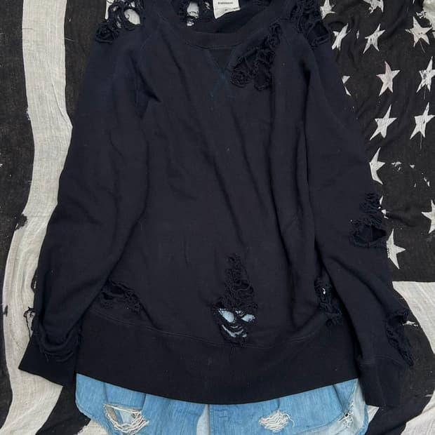 *rare* 2000s 미하라야스히로 데미지 레이어드 맨투맨 