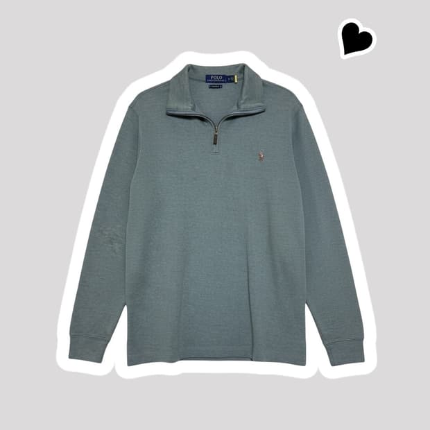 신형 QR라벨 폴로 랄프로렌 카키 반집업니트