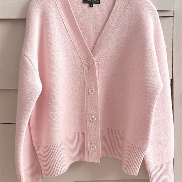 피브레노 브이넥 캐시미어 가디건 니트 핑크 s 새상품 /fibreno 베