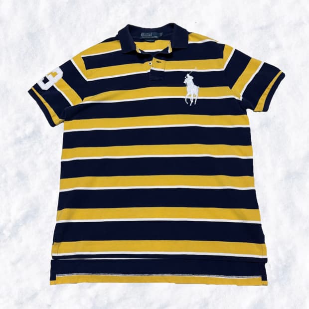 폴로 랄프로렌 빅포니 꿀벌 옐로우 네이비 반팔