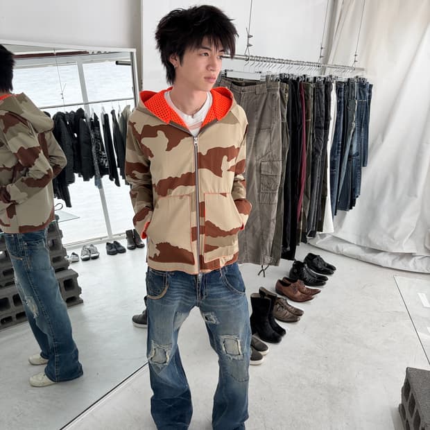 그리핀 디스트레스드 카모 후드 집업