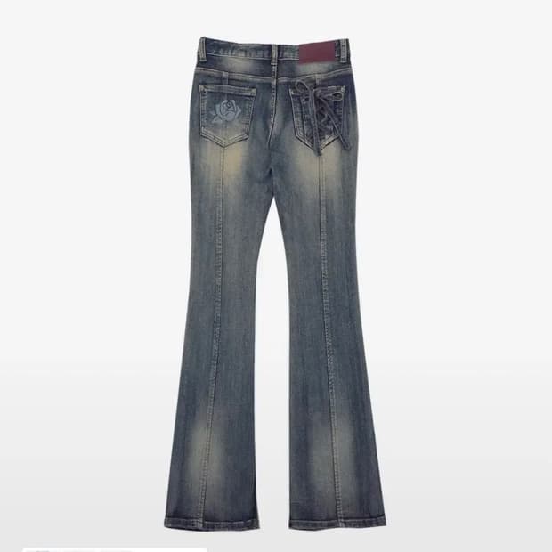 달링유어배드 로즈 부츠컷 데님 빈티지 블루